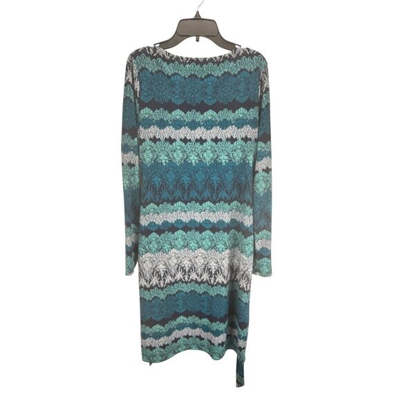 Banana Republic Womens XS Blue Teal & White Long Sleeve Patterned Dress - Picture 6 of 6